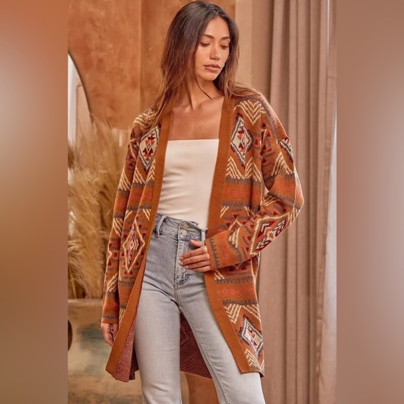 Savanna Jane Sweaters - NWT SAVANNA JANE Long Cardigan Sweater Size Small Oversize Aztec Print